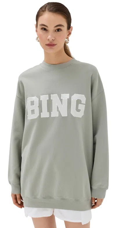 Anine Bing Tyler Satin Bing Sweatshirt Sage Green