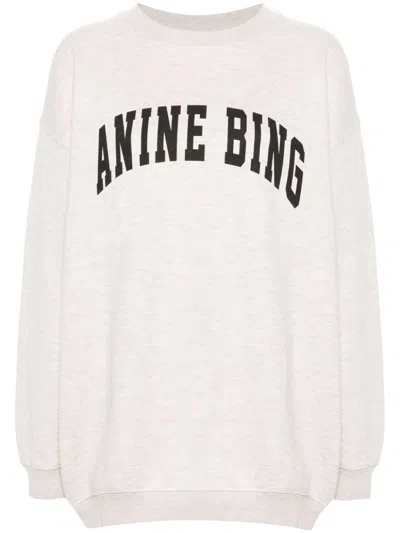 Anine Bing Tyler Logo Cotton Blend Sweatshirt In Beige