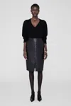 Anine Bing Tyra Skirt In Black Recycled Leather In Black