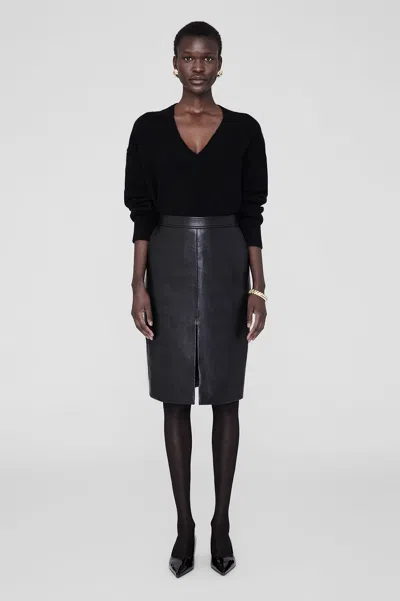 Anine Bing Tyra Skirt In Black Recycled Leather