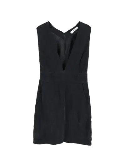 Pre-owned Anine Bing V-neck Mini Dress In Black
