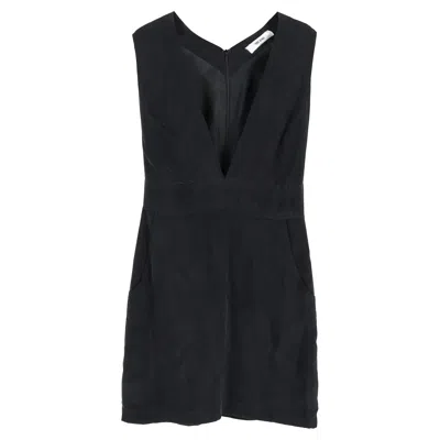 Anine Bing V-neck Mini Dress In Black Silk