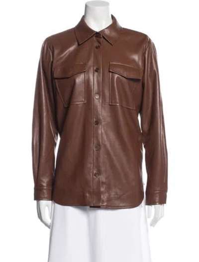 Pre-owned Anine Bing Vegan Leather Jacket In Brown