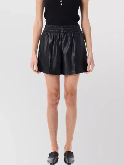ANINE BING VEGAN LEATHER SHORTS ELASTIC WAISTBAND