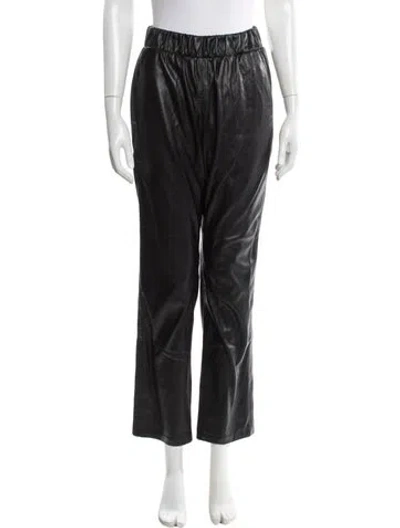 Pre-owned Anine Bing Vegan Leather Straight Leg Pants In Black