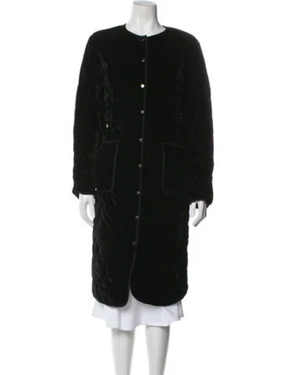 Pre-owned Anine Bing Velvet Faux Fur Coat In Black