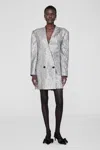 Anine Bing Long Sleeve Dress In Silver