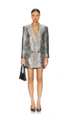 Anine Bing Long Sleeve Dress In Silver Sequin