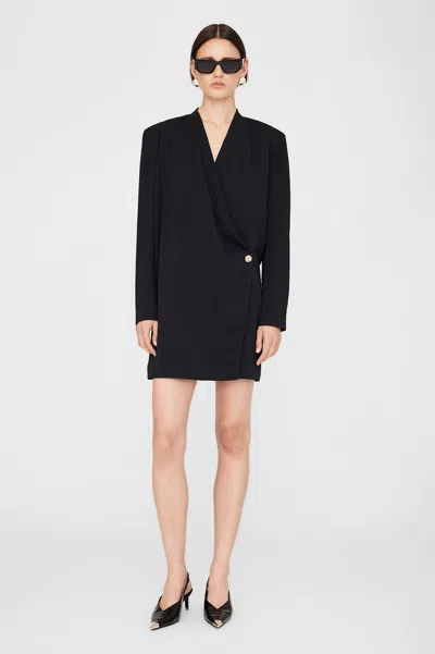 ANINE BING ANINE BING VENICE LONG SLEEVE MINI DRESS IN BLACK