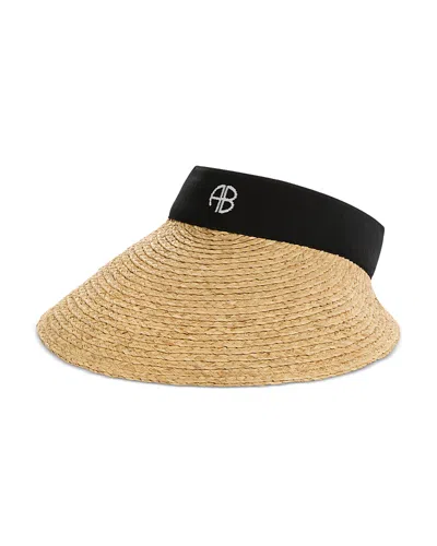 Anine Bing Venus Raffia Visor In Brown