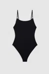 Anine Bing High-cut Leg Swimsuit Scoop Neckline In Black