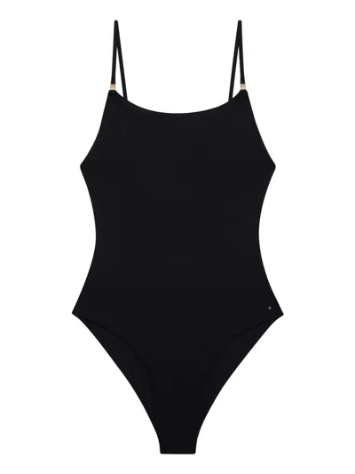 Anine Bing High-cut Leg Swimsuit Scoop Neckline In Black
