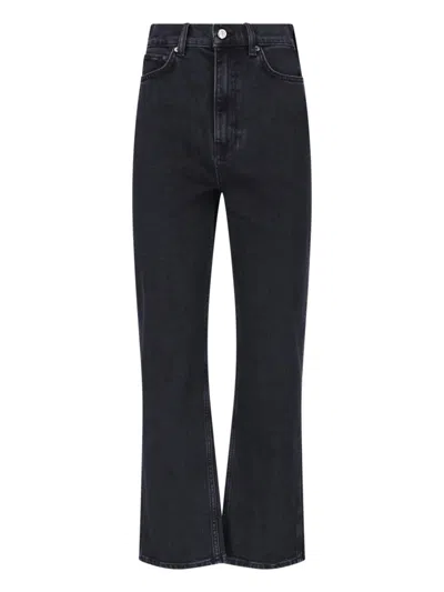 Anine Bing Vintage-wash High-rise Jeans In Black