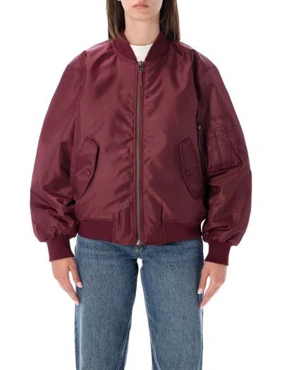 Anine Bing Leon Lightweight Technical Bomber Jacket In Burgundy