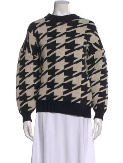 Pre-owned Anine Bing Virgin Wool Houndstooth Print Sweater In Neutral