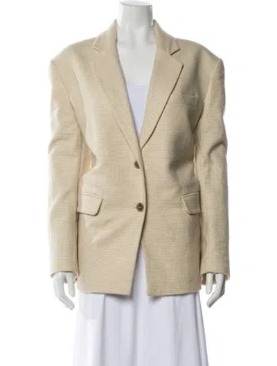 Pre-owned Anine Bing Virgin Wool Plaid Print Blazer In Neutral
