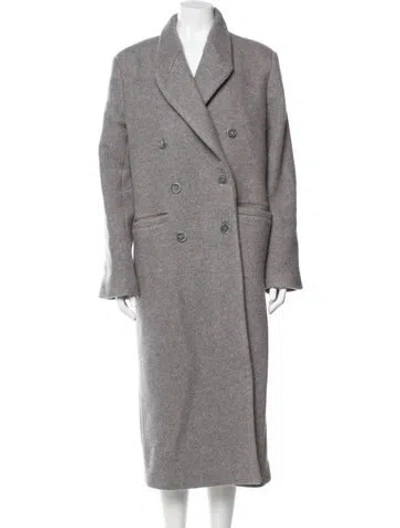 Pre-owned Anine Bing Virgin Wool Trench Coat In Gray