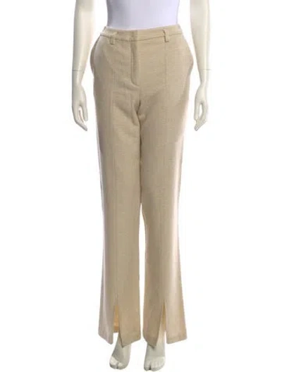 Pre-owned Anine Bing Virgin Wool Wide Leg Pants In Neutral