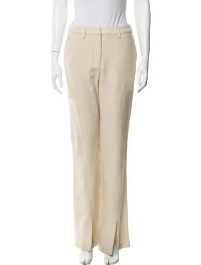 Pre-owned Anine Bing Virgin Wool Wide Leg Pants In Neutral
