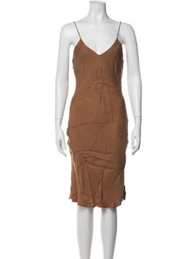 Pre-owned Anine Bing V-neck Knee-length Dress In Brown
