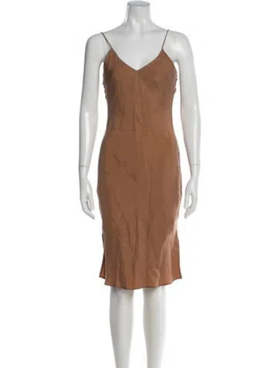Pre-owned Anine Bing V-neck Knee-length Dress In Neutral