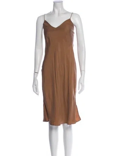 Pre-owned Anine Bing V-neck Knee-length Dress W/ Tags In Brown
