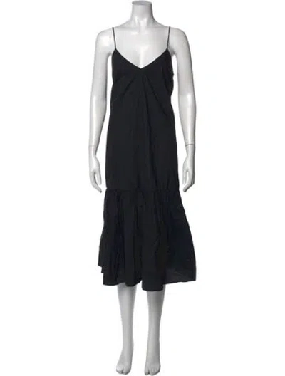 Pre-owned Anine Bing V-neck Long Dress In Black