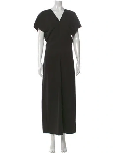Pre-owned Anine Bing V-neck Long Dress In Black