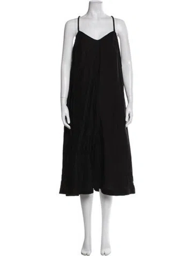 Pre-owned Anine Bing V-neck Long Dress In Black