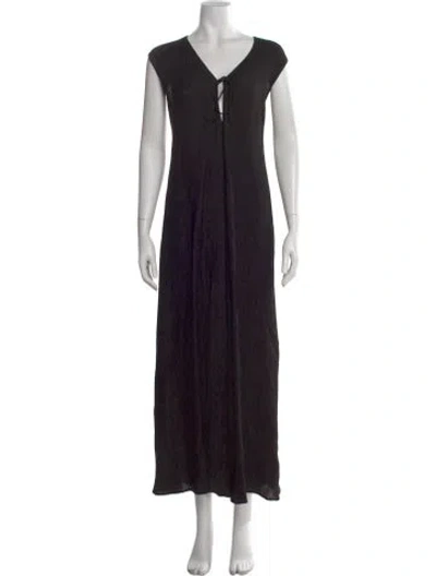 Pre-owned Anine Bing V-neck Long Dress In Black
