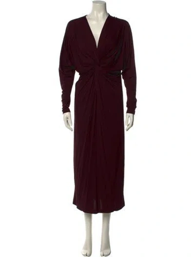 Pre-owned Anine Bing V-neck Long Dress In Burgundy