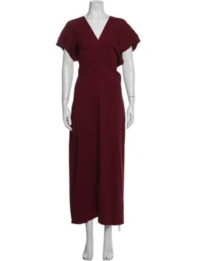 Pre-owned Anine Bing V-neck Long Dress In Red