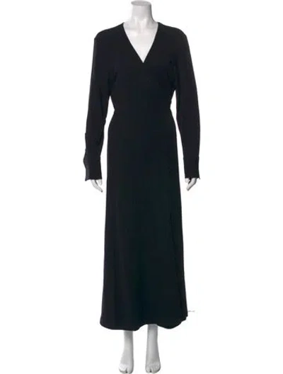 Pre-owned Anine Bing V-neck Long Dress W/ Tags In Black