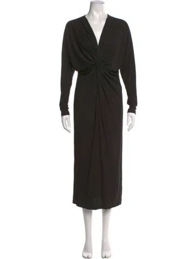 Pre-owned Anine Bing V-neck Long Dress W/ Tags In Black