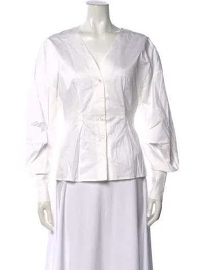Pre-owned Anine Bing V-neck Long Sleeve Blouse In Neutral