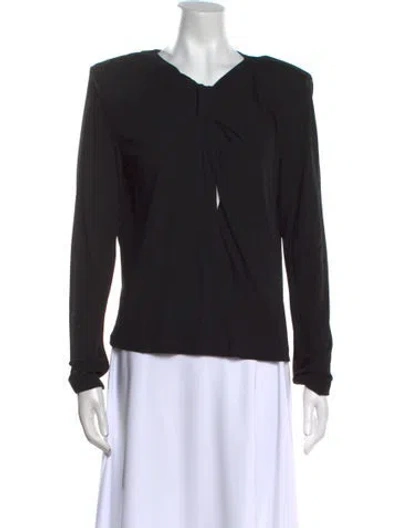 Pre-owned Anine Bing V-neck Long Sleeve Top In Black