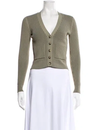 Pre-owned Anine Bing V-neck Long Sleeve Top In Green