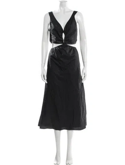 Pre-owned Anine Bing V-neck Midi Length Dress In Black