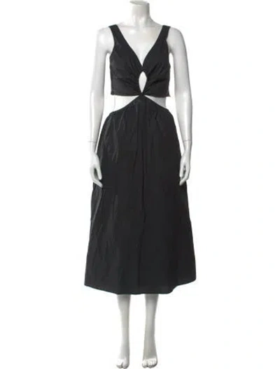 Pre-owned Anine Bing V-neck Midi Length Dress In Black