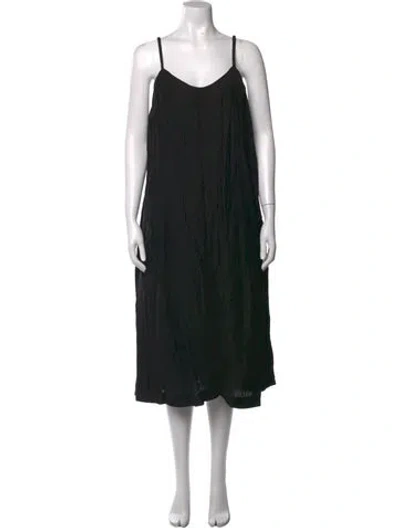 Pre-owned Anine Bing V-neck Midi Length Dress In Black