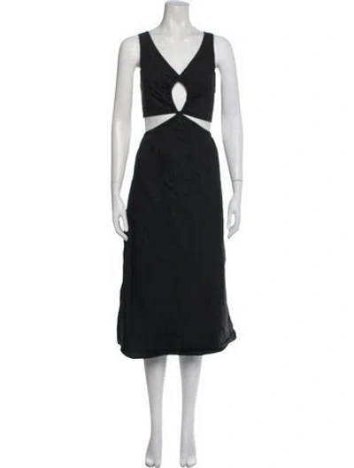 Pre-owned Anine Bing V-neck Midi Length Dress In Gray