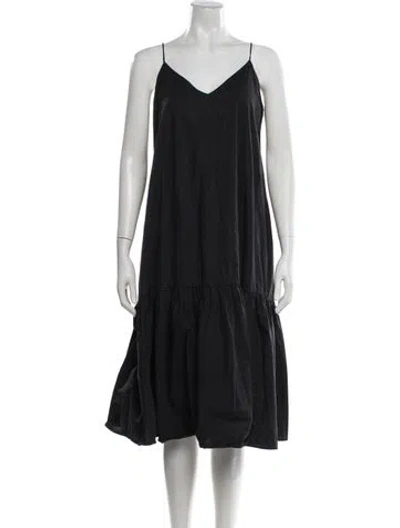 Pre-owned Anine Bing V-neck Midi Length Dress In Gray