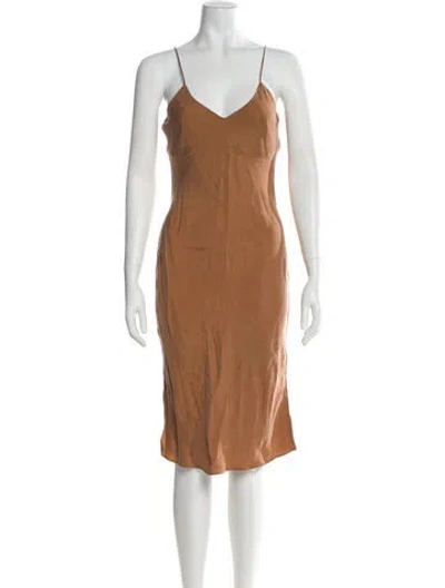 Pre-owned Anine Bing V-neck Midi Length Dress In Neutral