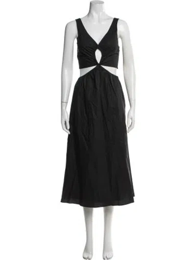 Pre-owned Anine Bing V-neck Midi Length Dress W/ Tags In Black