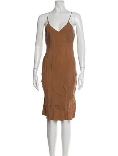 Pre-owned Anine Bing V-neck Midi Length Dress W/ Tags In Neutral