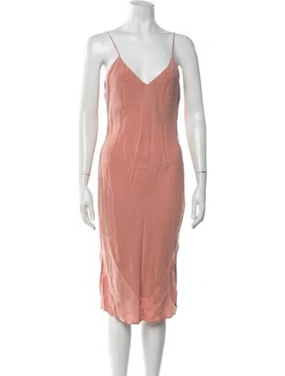 Pre-owned Anine Bing V-neck Midi Length Dress W/ Tags In Pink