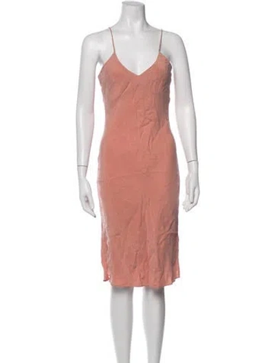 Pre-owned Anine Bing V-neck Midi Length Dress W/ Tags In Pink