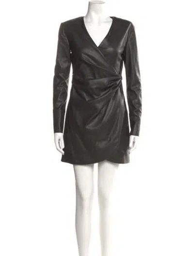Pre-owned Anine Bing V-neck Mini Dress In Black