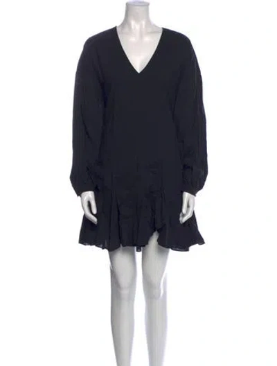 Pre-owned Anine Bing V-neck Mini Dress In Black