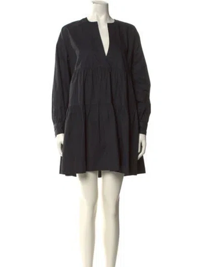 Pre-owned Anine Bing V-neck Mini Dress In Black